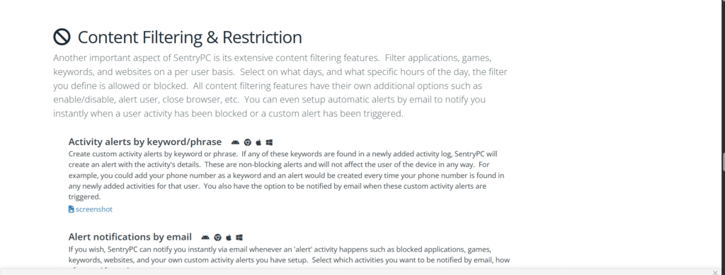 Content Filtering Capabilities